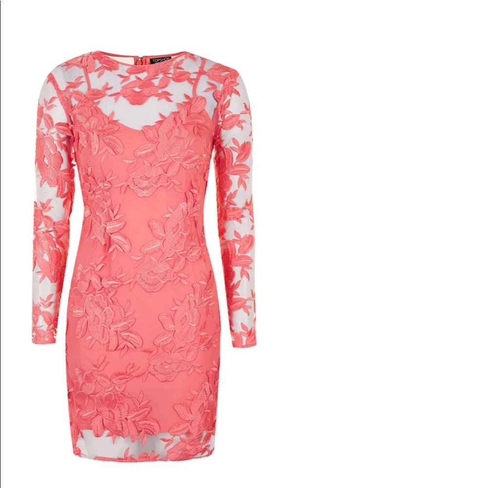 Topshop Lace Appliqué Longsleeve Minidress Size 8